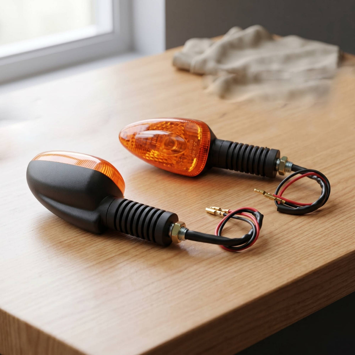 Turn Indicators with Rubber Stalks Teardrop Motorbike Indicator Lights Wired Motorcycle Indicator Lights for Motorcyclists