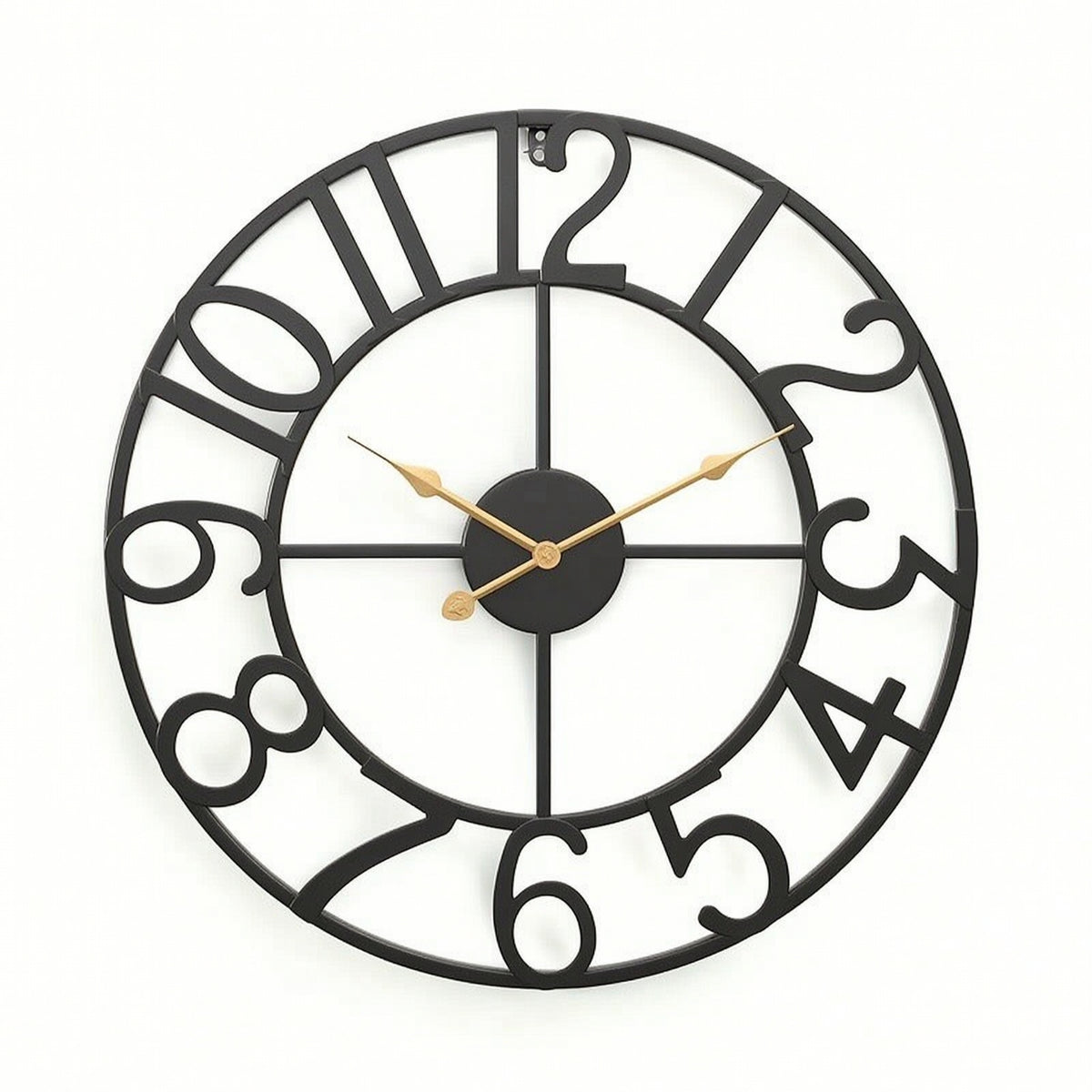 Wall Clock with Metal Frame Openwork Metal Wall Clock Silent for Bedroom, Office
