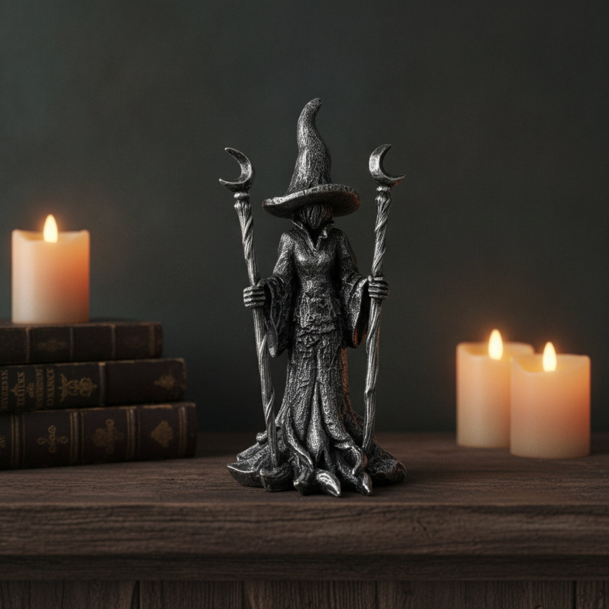 Witch Figurine Halloween Witch Statue Resin Gothic Fantasy Ornament for Mantel, Shelf
