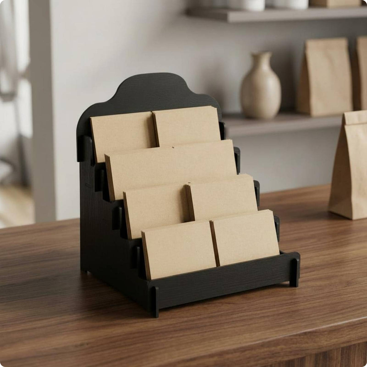Stepped Display Stand Front Edges Wood Brochure Rack Easy to See
