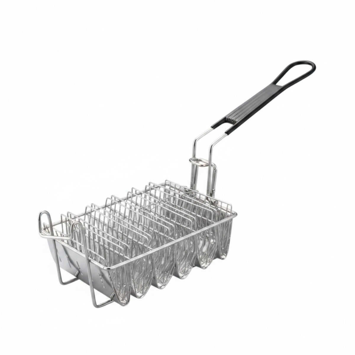 Taco Fryer Basket with Detachable Handle Grid Design Kitchen Tool Rigid