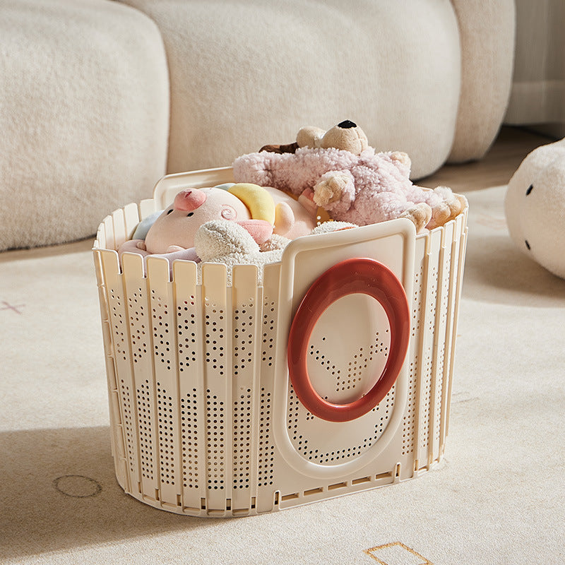 Cream Style Foldable Portable Laundry Basket for Bathroom, Large Capacity Storage Basket