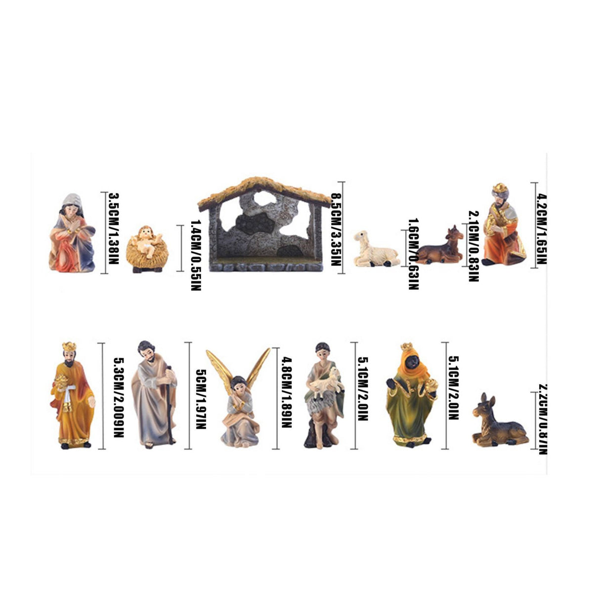 9 Pieces Festive Atmosphere Nativity Set Meaningful Gift Christmas Manger Scene Set Intricate Details Christmas Manger Scene Handmade for Christians, Collectors, Tabletop, Mantel, Church