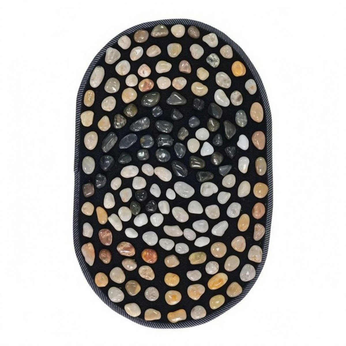 Foot Massage Mat Smooth Stones Pebble Massage Mat Woven Border