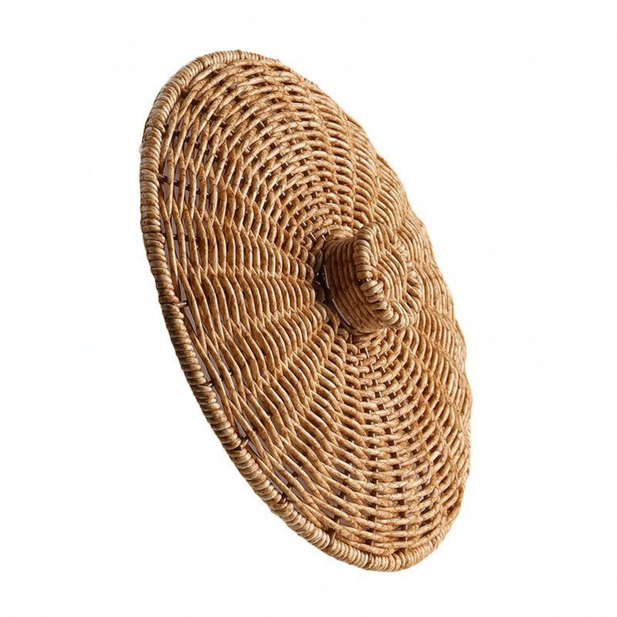 Round Imitation Rattan Lid Hand-Woven Container Cover Hollow Design Storage basket cover