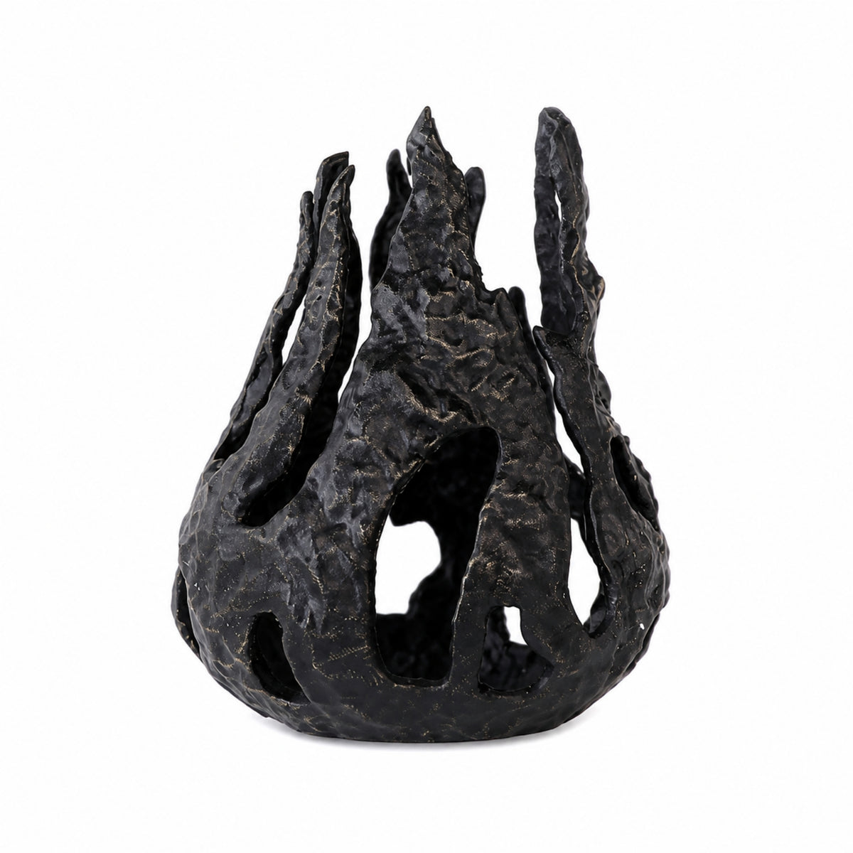 Abstract Sculpture Sculptural Metal Sculpture with Hollow Form Textured Desktop Ornament for Living Room, Entryway