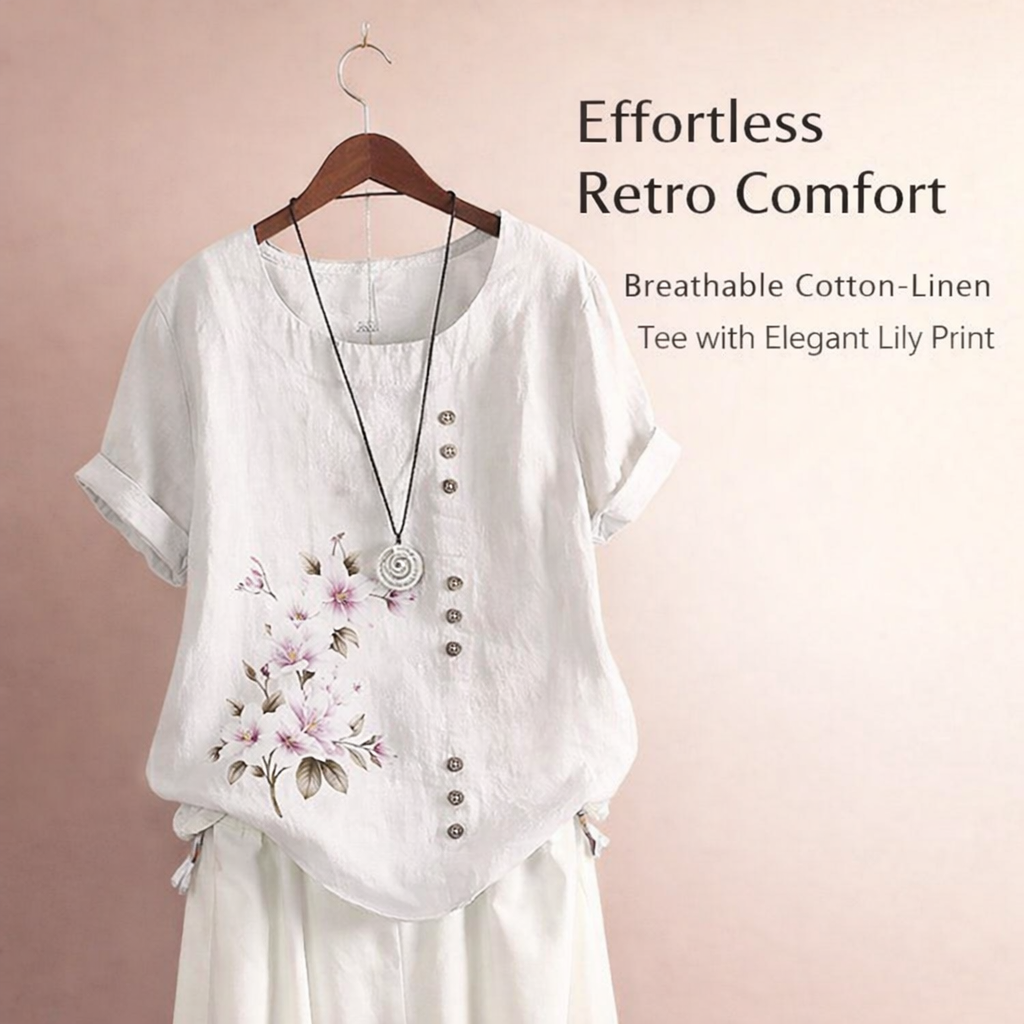 Going Out Tops for Women in Boho Style with Floral Embroidered Design, Linen Blend Summer for Airy Comfort, Plus Size Spring Clothes