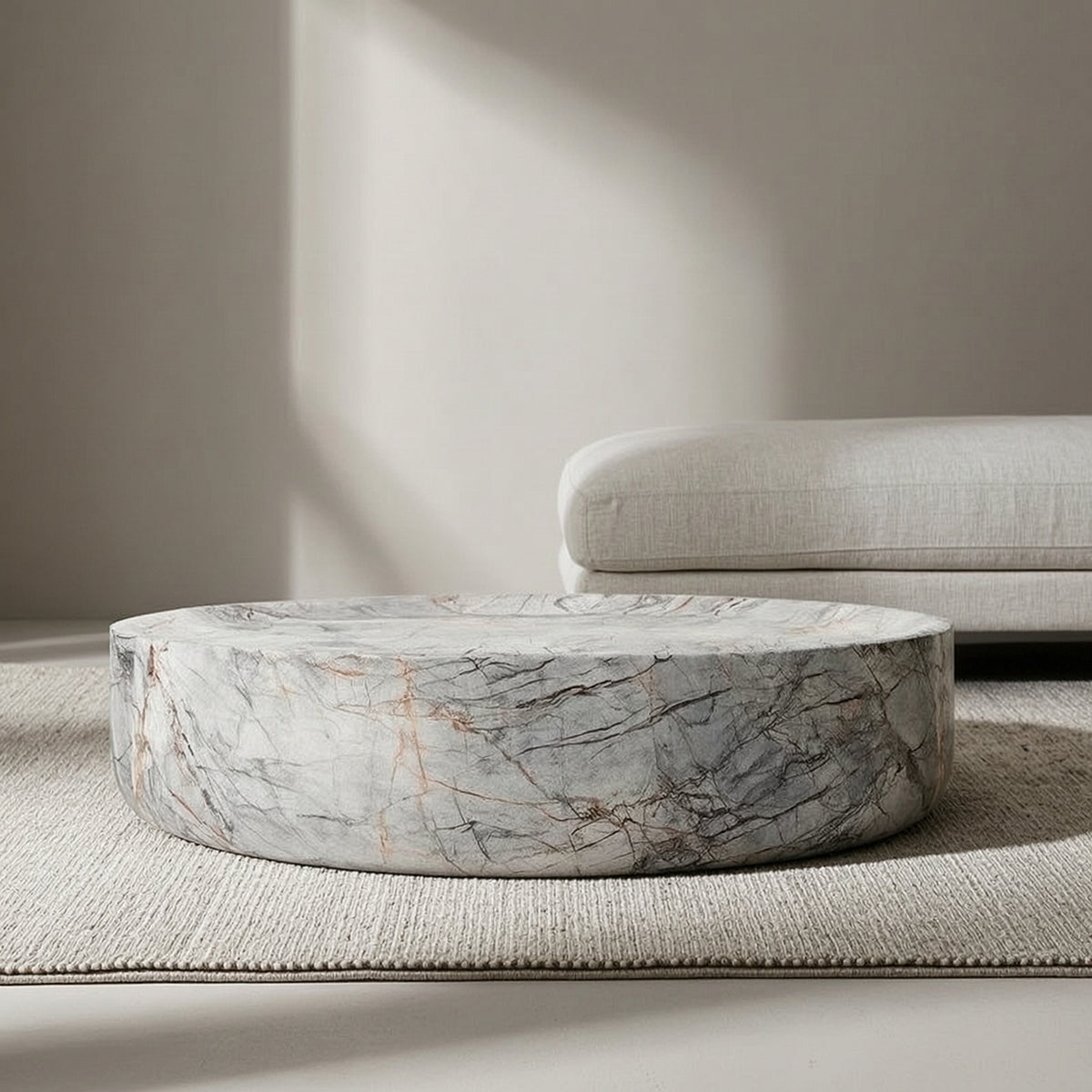 Drum Coffee Table Fully Assembled Round Coffee Table Table Sculptural Furniture for Living Room