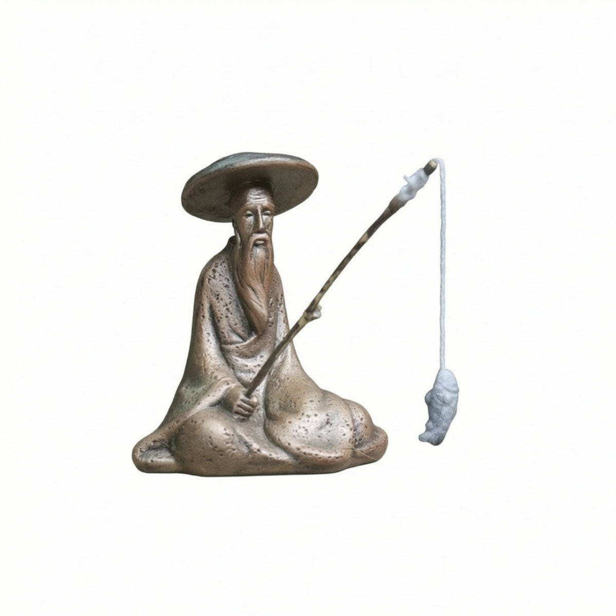 Mini Fisherman Figurine Small Fisherman Statue Rustic Miniature Landscape Decor Asian Zen for Gardeners