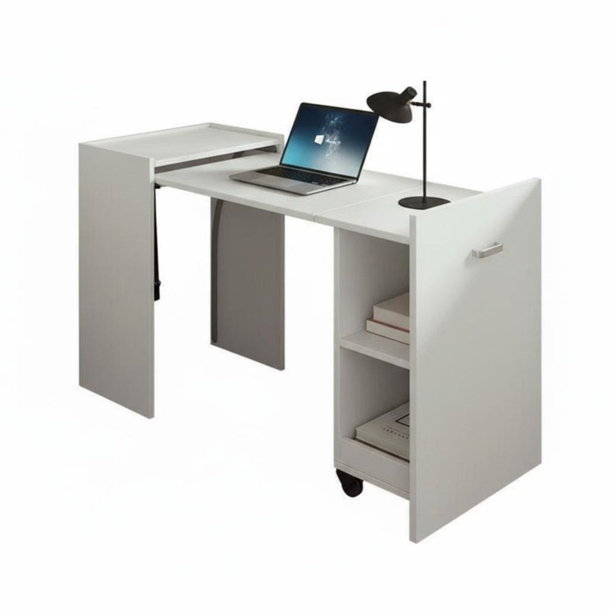 Foldable Wheeled Desk Foldable Design Folding Table Space-Saving adaptable for Apartment Dwellers, Home Office, Dorm Room