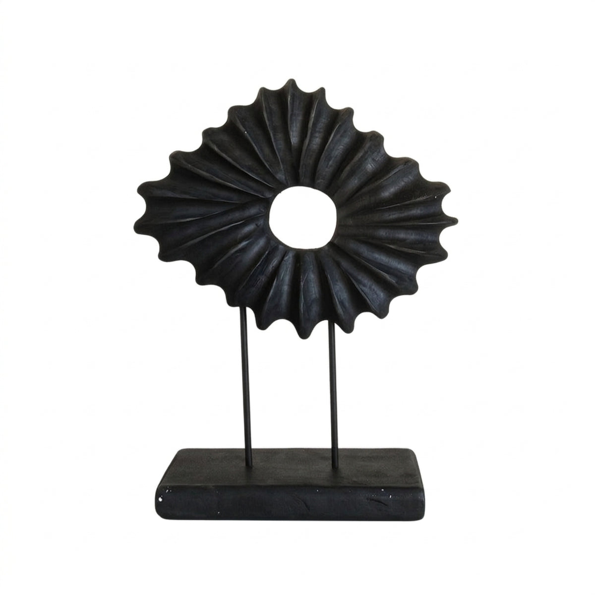 Sunflower Ornament with Base Hand-Carved Wooden Sculpture Artisan for Art Lovers