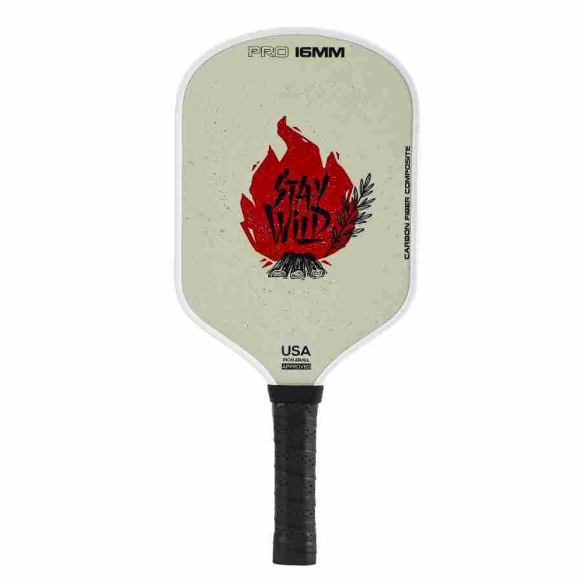 Black Edge Guard Carbon Fiber Pickleball Paddle Graphic Design Sports Equipment