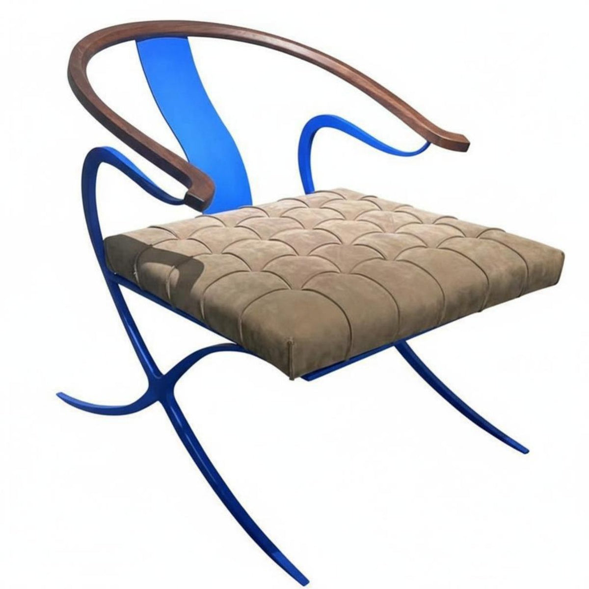 Modern Chinese Design Armchair Light Luxury Design Upholstered Armchair with Wood Frame Designer Piece for Adults, Study