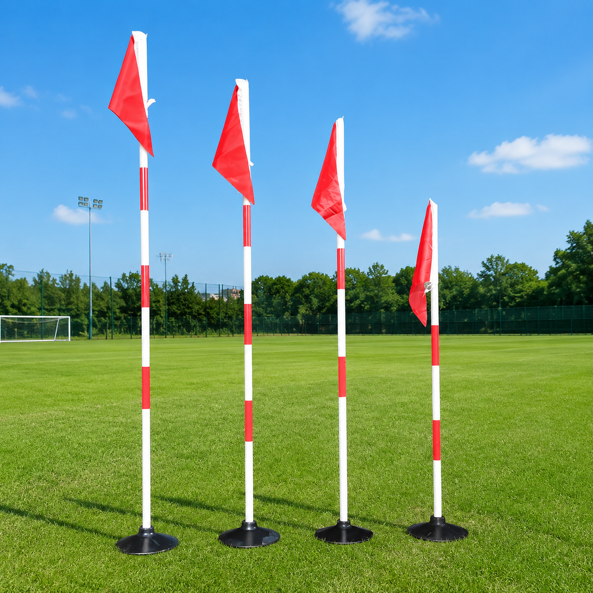 Agility Poles for Football Training, Red & White Marker Poles, 2.5cm PVC Pole with Weighted Rubber Base