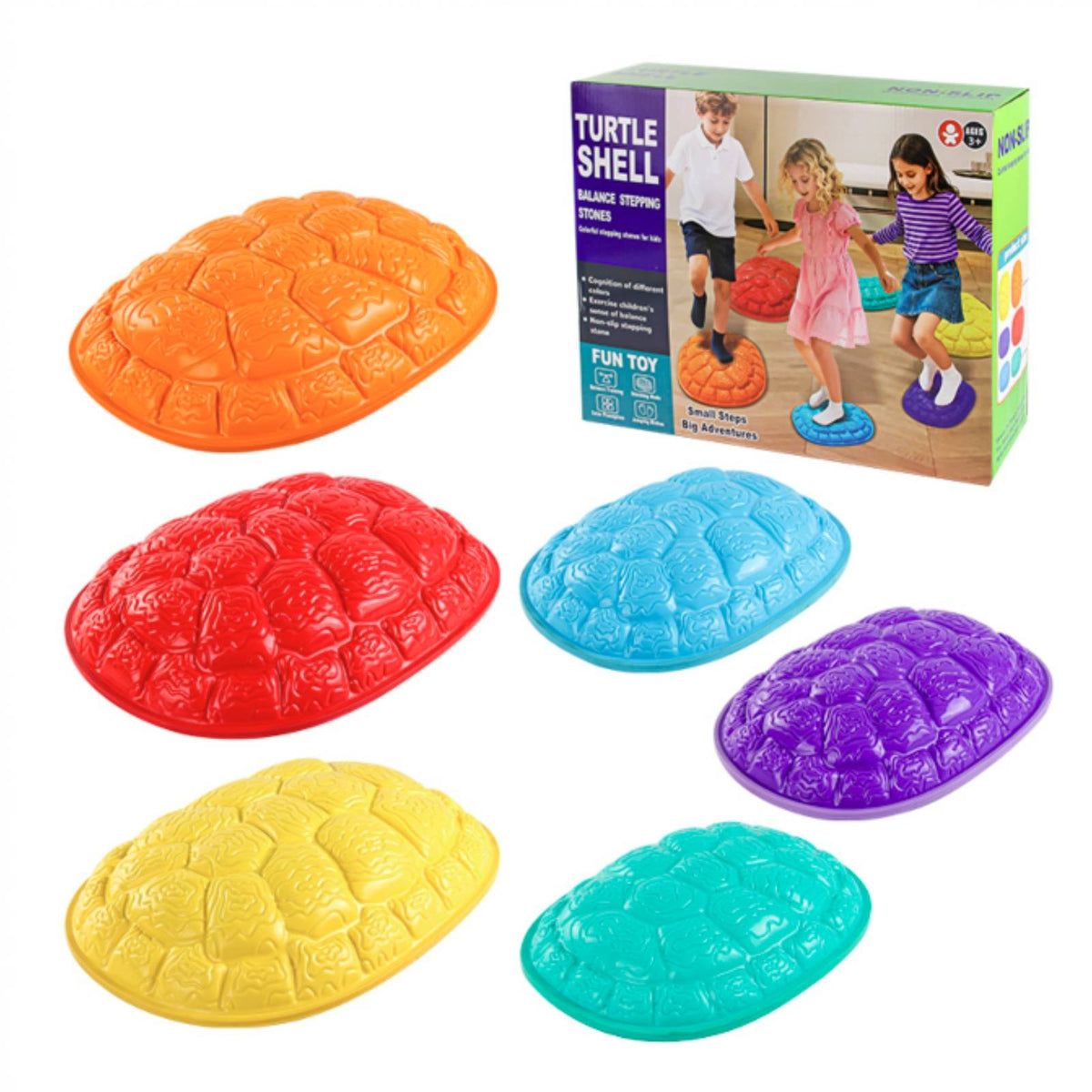 Sturdy Turtle Shell Stepping Stone Textured Turtle Balance Stepping Stones Molded Play Set Non-Slip for Children, Toddlers, Playroom, Daycare, Classroom, Backyard