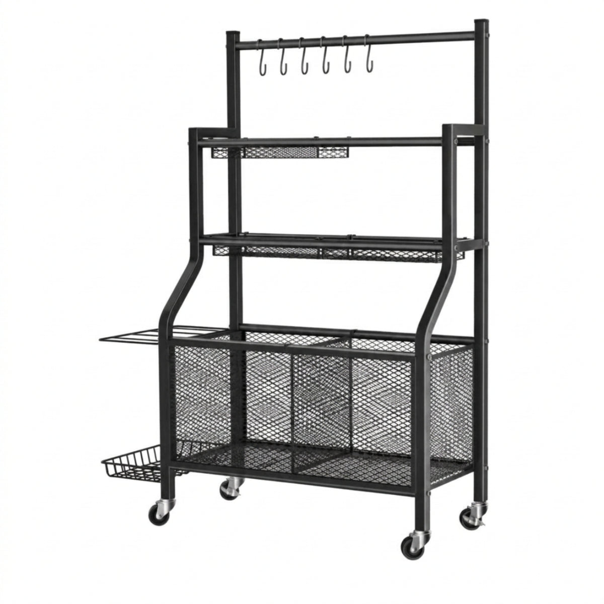 Garage Sports Equipment Organizer Smooth-Rolling Ball Storage Rackwith Wheels Heavy-Duty Garage Organizer with Shelves for Gym, Basement, Game Room