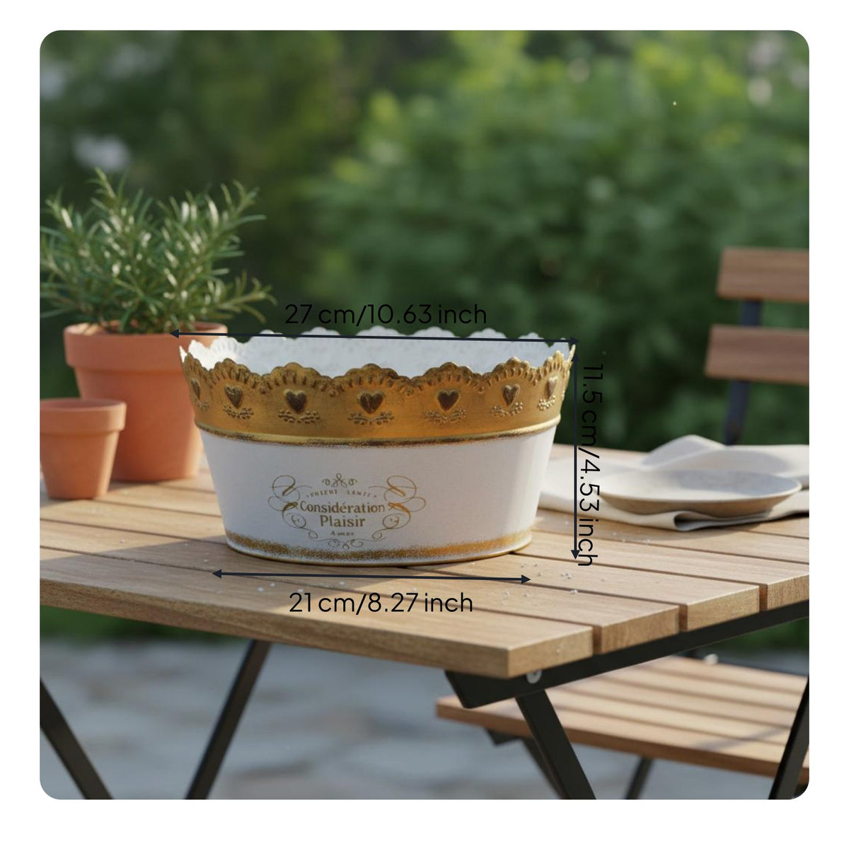 3 Pieces Lace Border Planter Decorative Garden Decor Indoor Outdoor Use