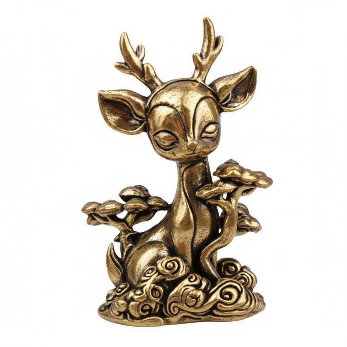 Brass Deer Statue Antique Style Tea Pet Deer Ornament Artisanal Appearance Home Decor for Desktop