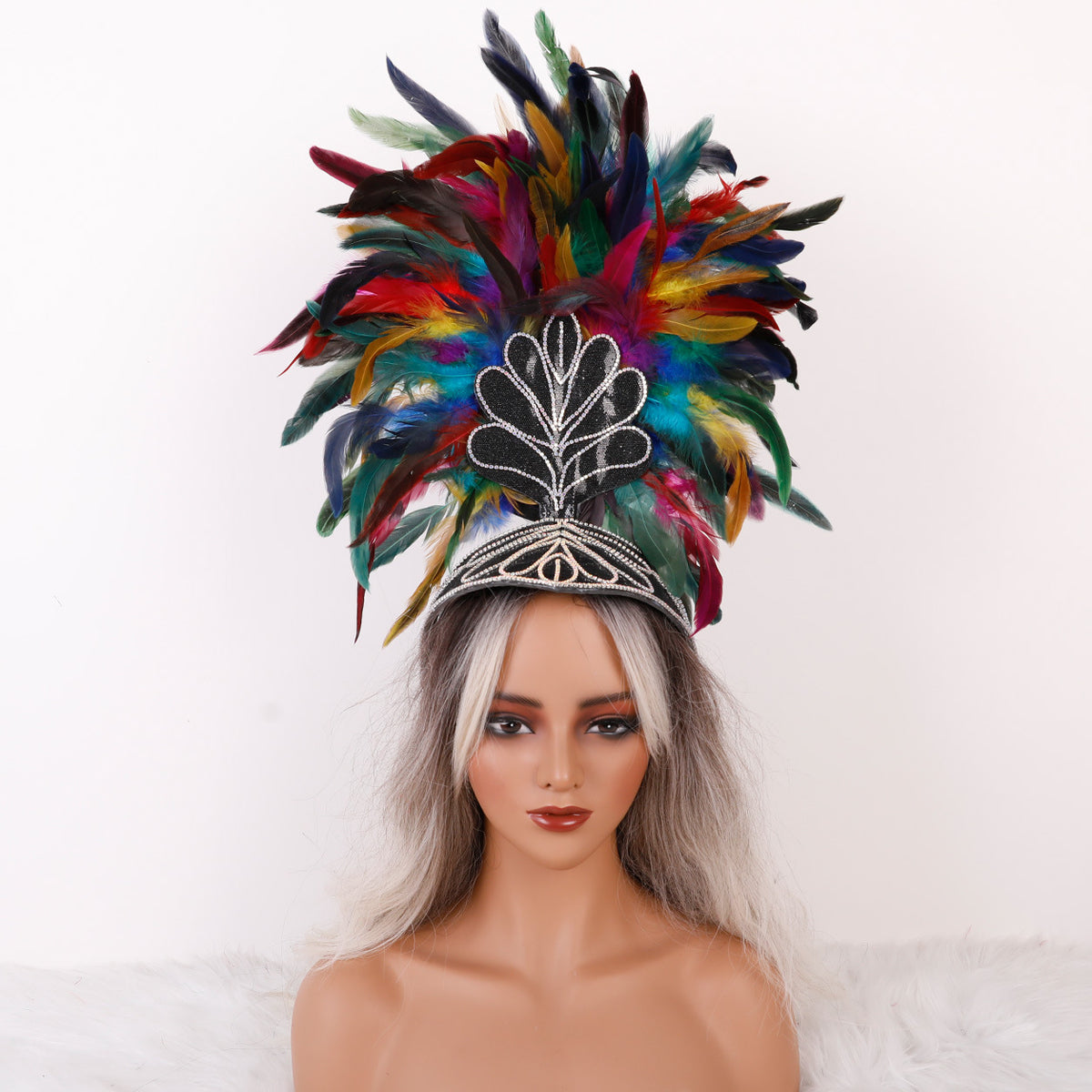 Wholesale Party Dance Feather Headpiece Carnival Colorful Feather Headband Halloween Hair Accessory Performance Prop