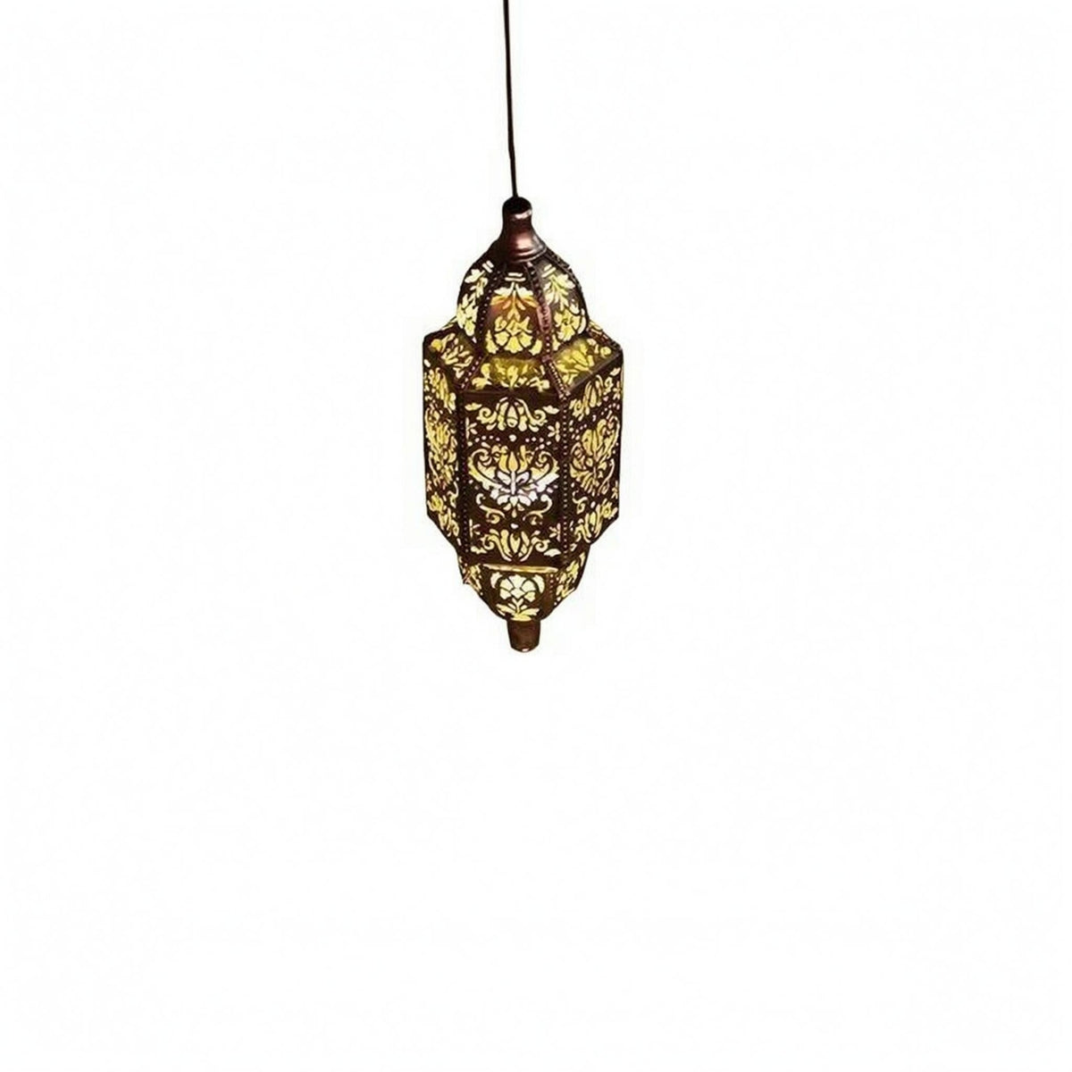 Solar Hanging Pendant Lamp Dark Metal Finish for Garden, Courtyard