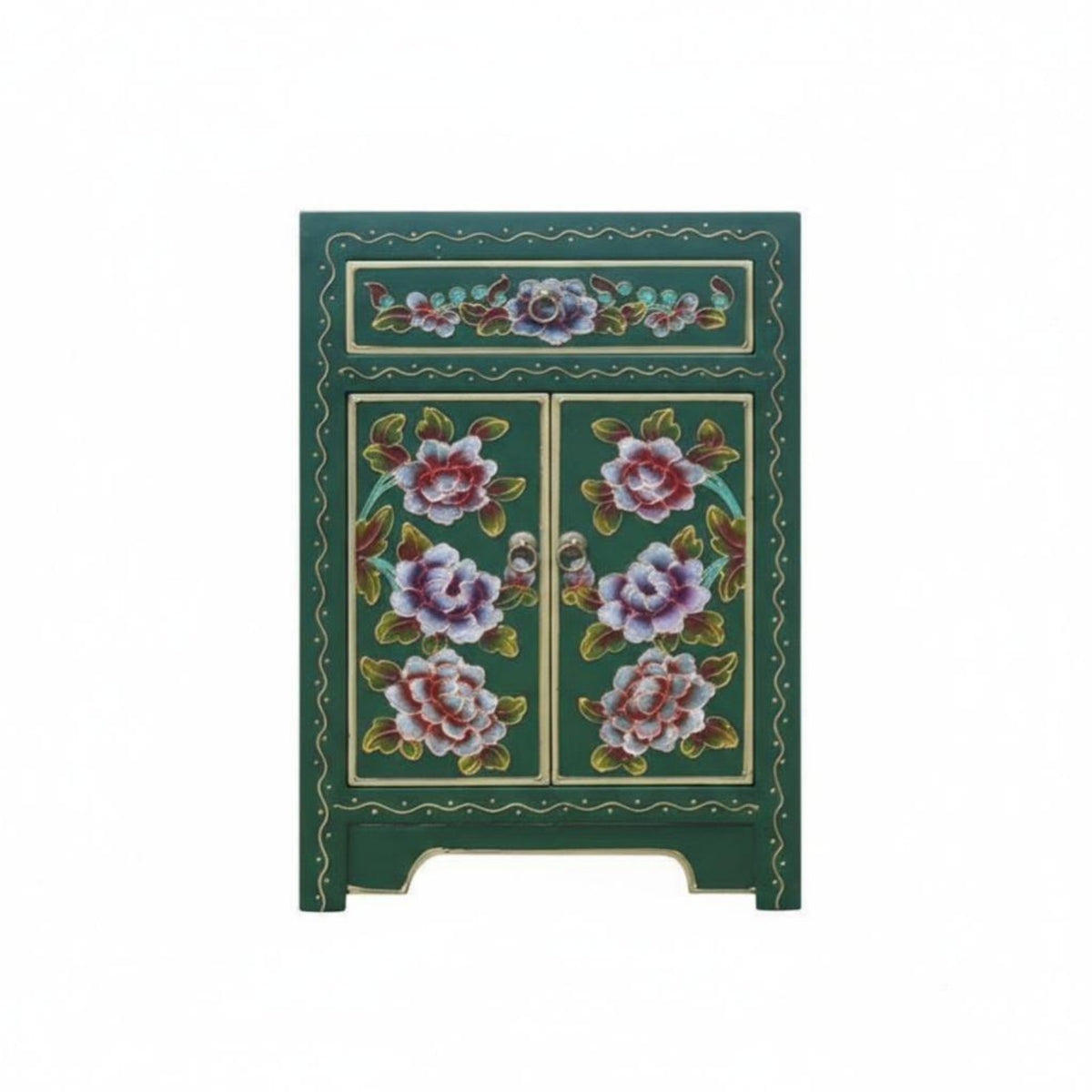 Hand-Painted 2-Drawer Cabinet Vintage Look Nightstand Distressed Finish Fully Assembled for Partners, Adults, Guest Room