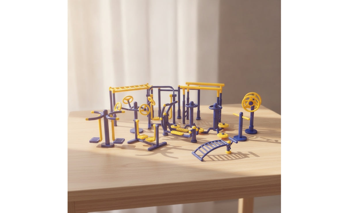 10 Pieces Tiny Dollhouse Gym Set Freestanding Miniature Fitness Equipment Assembled Fitness Equipment Set Glossy for Collectors, Crafters