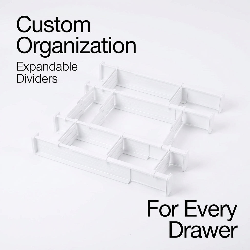 Adjustable Drawer Dividers for Kitchen, Home Organisation, Clothes Bedroom, Office Storage, Expandable Kitchen Drawer Organiser