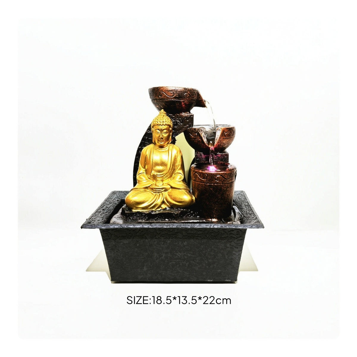 Tabletop Fountain with Buddha Carved Buddha Fountain Indoor Compact for Buddhists, Entry Table, Tea Corner
