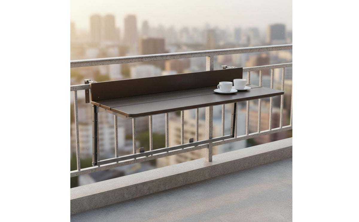 Balcony Railing Hanging Table Space-Saving Folding Balcony Table Multi-Functional Adjustable Hanging Desk for Small Areas