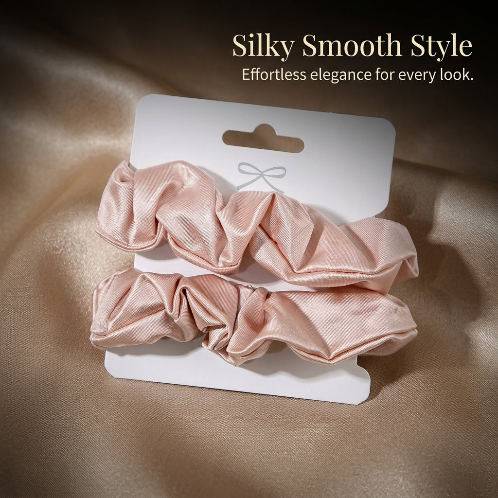 Scrunchies for Women Silk Ties, High Elastic Ponytail Holders for Girls, Large Scrunchie Set for Bun Hairstyle, 2 Pack