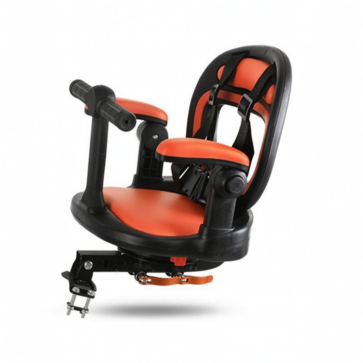 Front Child Bike Seat Bracket-Mounted Child Bike Seat with Harness Padded Compact for Toddlers, Family Rides