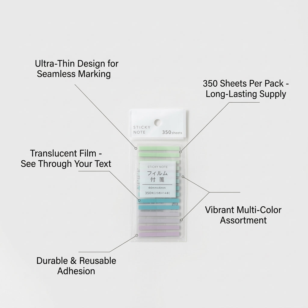 Index Sticky Tabs for Reading and Studying, Translucent Bookmark for Students, Narrow for Highlighting Books Markers, 350 Sheets