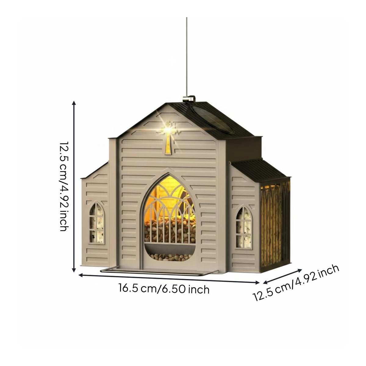 Church-Shaped Bird Feeder Peaked Roof Outdoor Decor Weatherproof