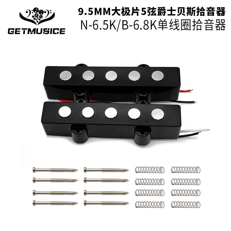 GETMusic 5-String Jazz Bass Pickup Set N-6.5K/B-6.8K Single Coil