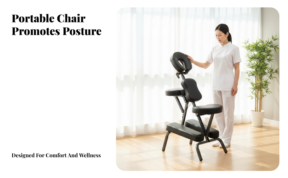 Portable Folding Massage Chair for Neck and Shoulder, Kneading Massage Chair with Headrest, Travel Massage Chair with Adjustable Intensity