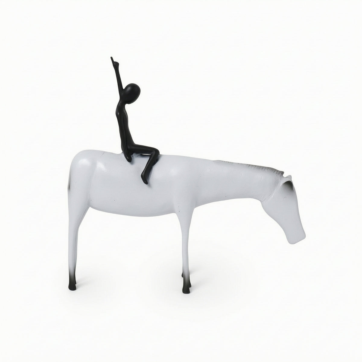 Horse Statue with Equestrian Figure Modern Horse Sculpture with Equestrian Figure Matte for Coffee Table