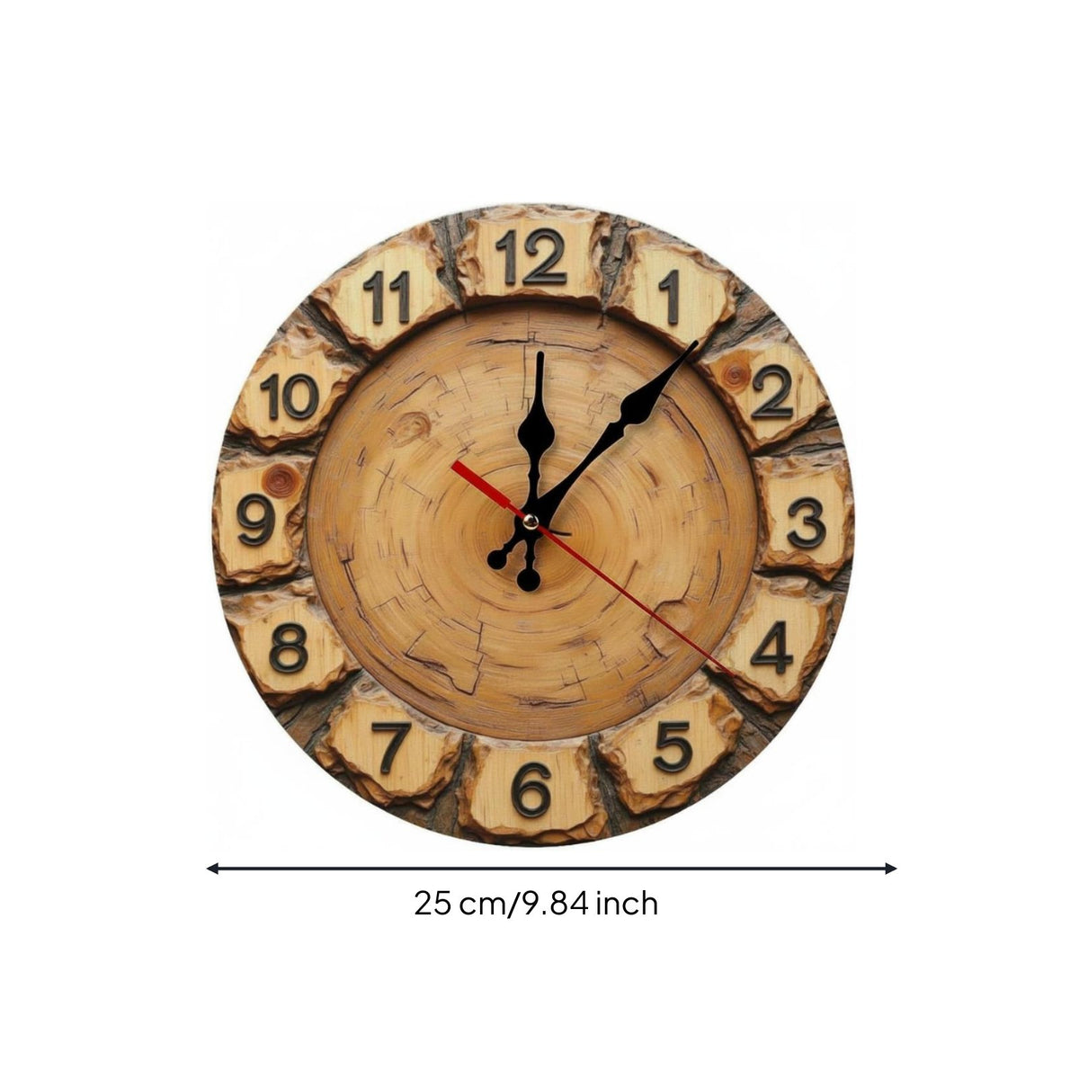 Vintage Wall Clock Distressed Finish Home Decor Non-Ticking for Living Room, Bar