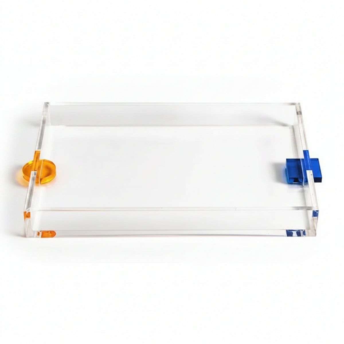 Rectangular Tray Raised Edge Tray Rectangular Acrylic Organizer Tray Vanity Tray Transparent Acrylic Construction Suitable for Living Room Display Kitchen Countertop Cosmetic Organization Book Shelf