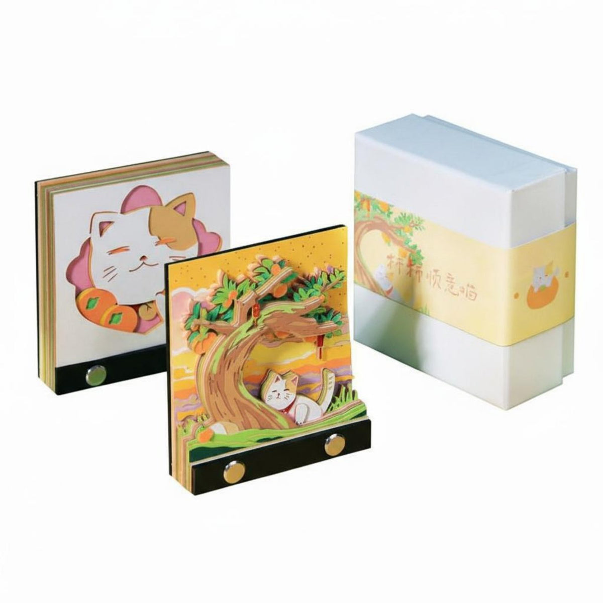 Decorative Ornament Cat Sculpture Memo Block Creative Design 3D Art Memo Pad Unique Gift for Students, Children, Home, Workspace, Study Room