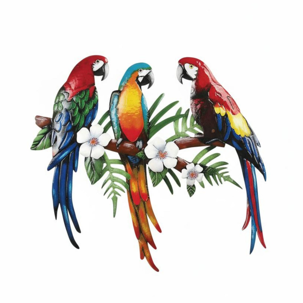 Metal Parrot Wall Art Weather Resistant Avian Sculpture Wall Decor Bright Shades Residence Decoration for Patio
