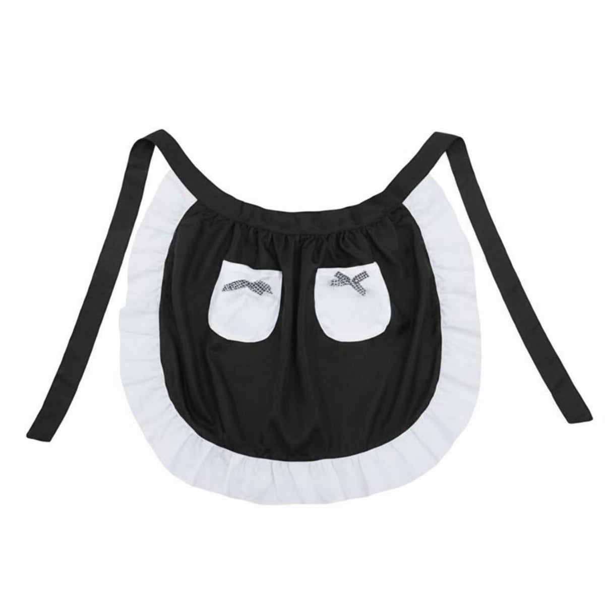 Short Server Apron with Pockets Adjustable Tie Waist Ruffled Half Apron Charming Workwear Accessory for Servers, Cosplayers