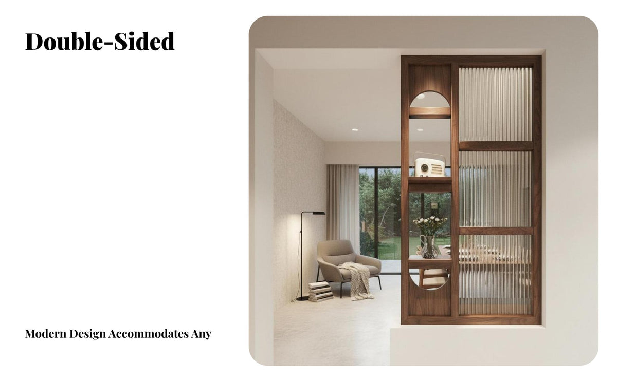 New Chinese design Entrypath Partition with hangers Double-Sided Design Freestanding Partition Artistic Glass Panel Room Separator Multifunctional for Homeowners, Art Lovers, Office Workers, Bedroom, Restaurant