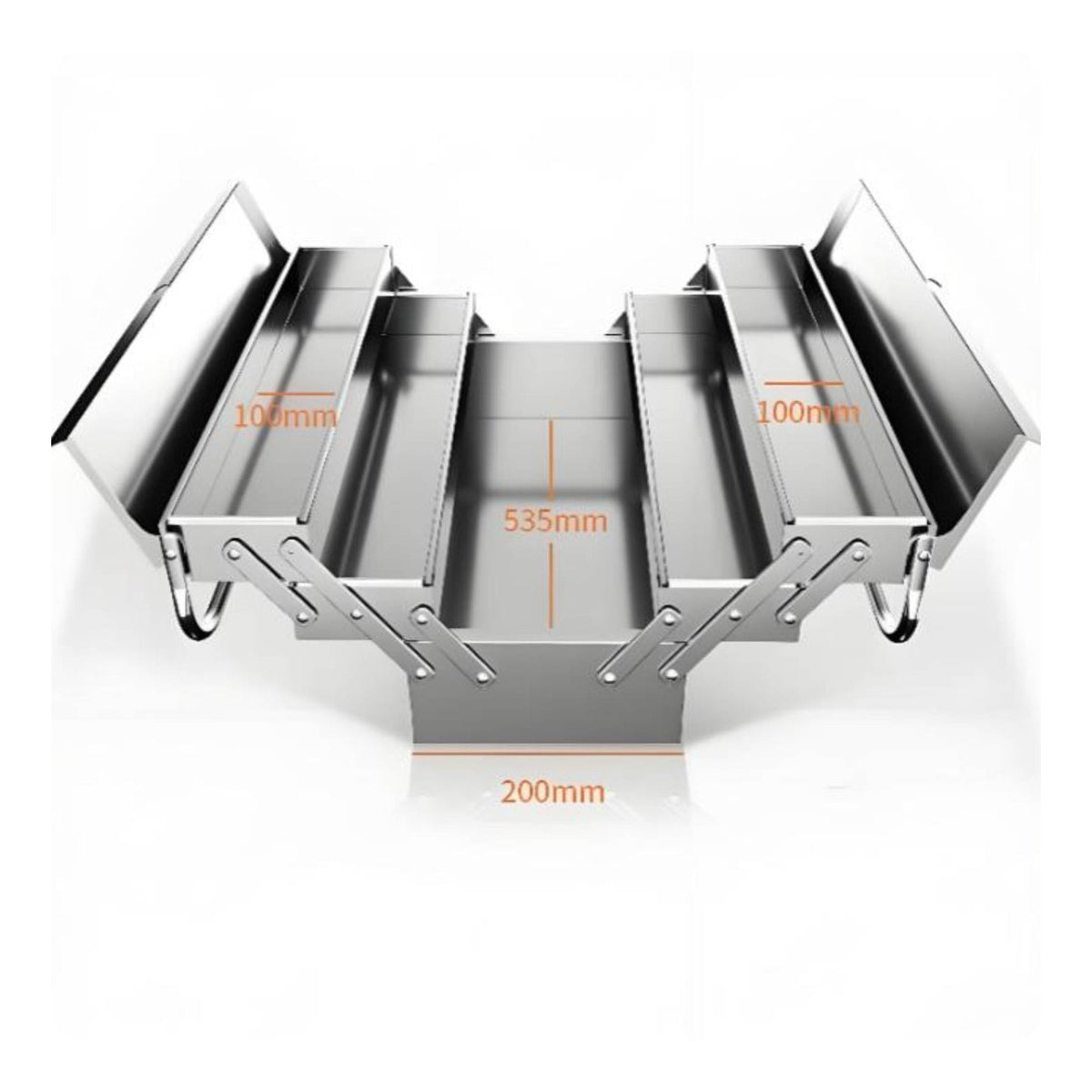 3-Tier Folding Tool Chest Rust-Proof Stainless Steel Tool Box for Electricians