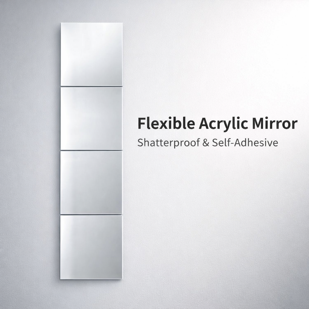 Self Adhesive Full Body Mirror for Wall, Acrylic Sticker for Bedroom Room 30x120cm Heart Shape Decor
