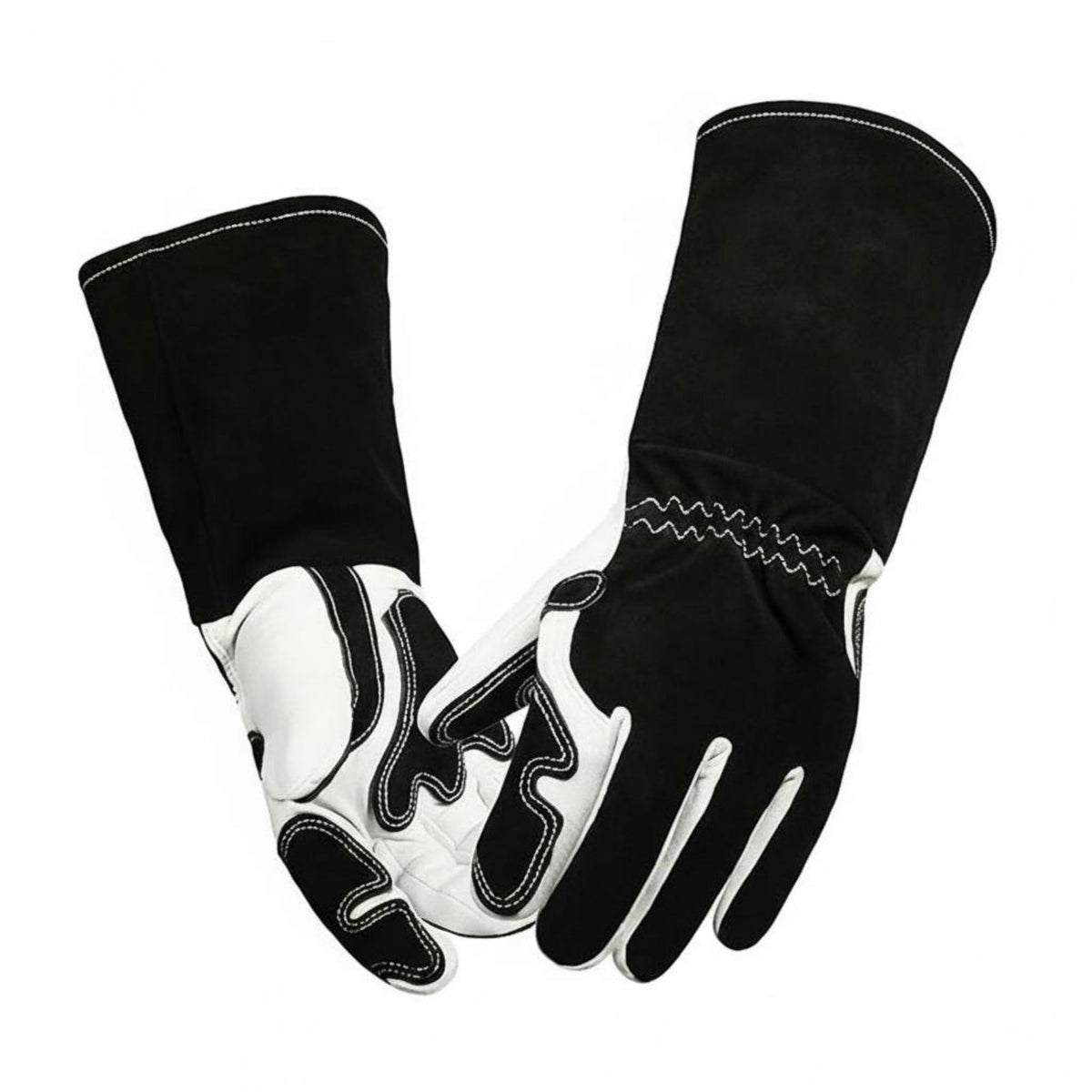 Kevlar Fireproof Thread TIG Joining Metal Gloves Flexible Finger Design Heat Resistant Leather Gloves Soft Lining Long Cuff Work Gauntlets for Welders, Mechanics, Foundry, Workshop, Gardening