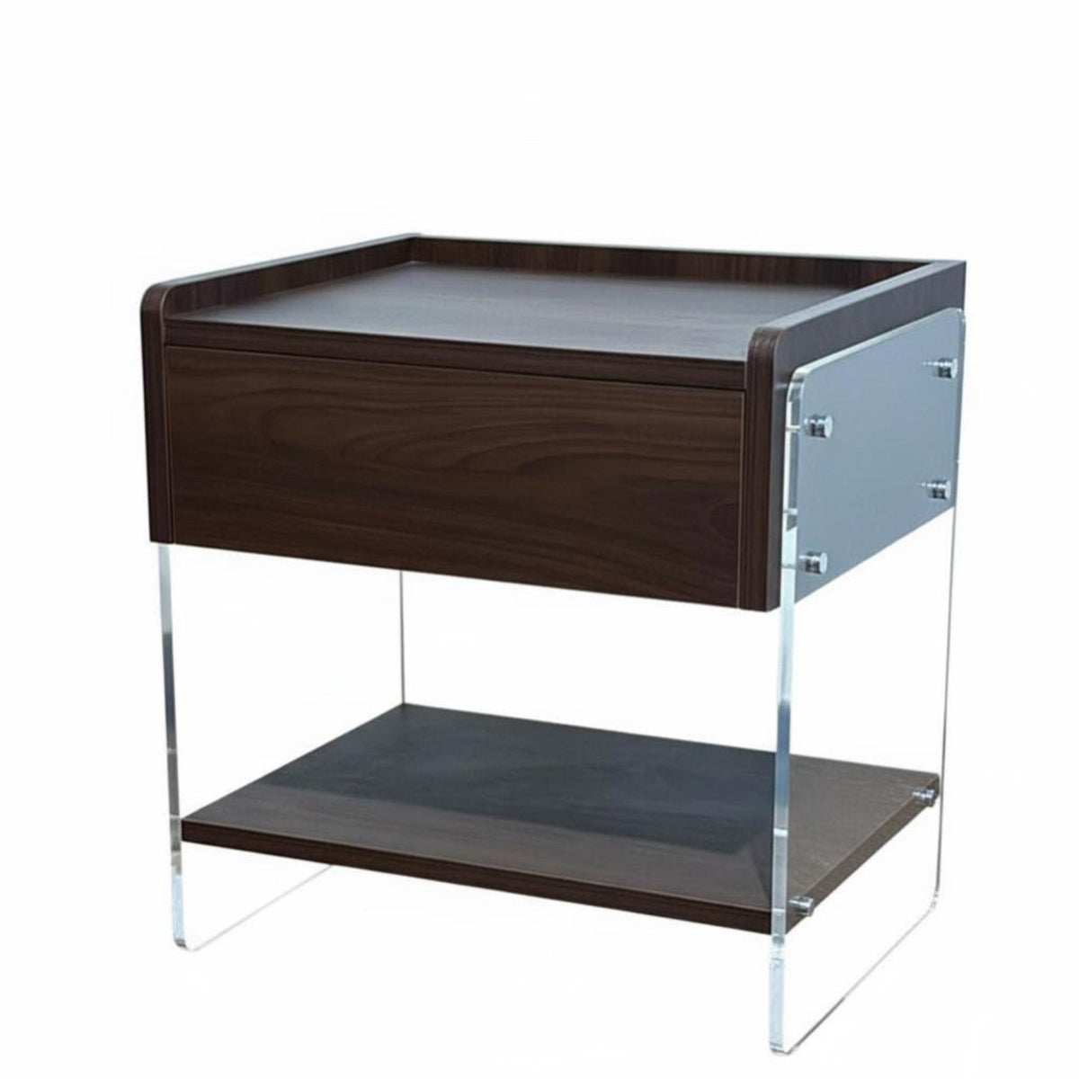 Transparent Side Cabinet Light Luxury Bedside Table Fully Assembled for Bedroom