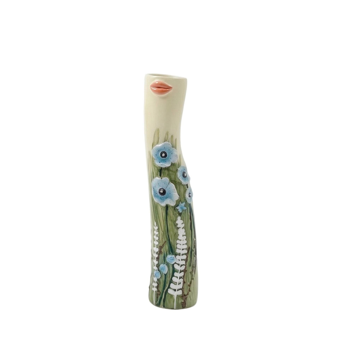 Bud Vase Hand-Painted Ceramic Vase Glazed for Bookshelf, Art Lovers, Minimalists