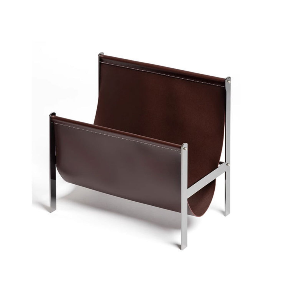 Magazine Rack with Leather Strap Lowperiodical Rack with Metal Frame Small Footprint for Bedroom