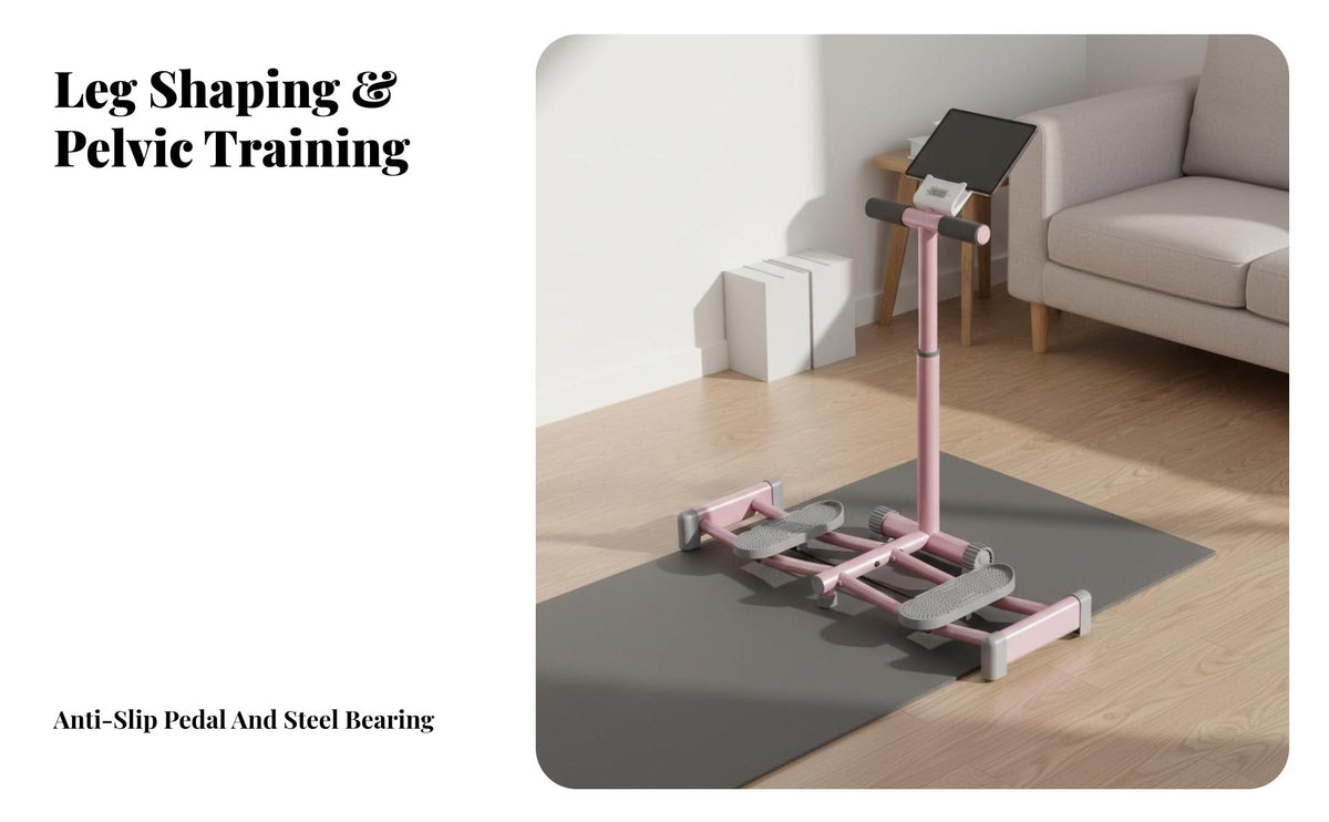 Body Toning Inner Thigh Workout Machine Low Effect Exercise Inner Thigh Exerciser Fluid Gliding Rails Leg Adduction Machine Anti-Skid Pedals for New Mothers, Fitness Enthusiasts, Beginners, Indoor, Living Room, Gym