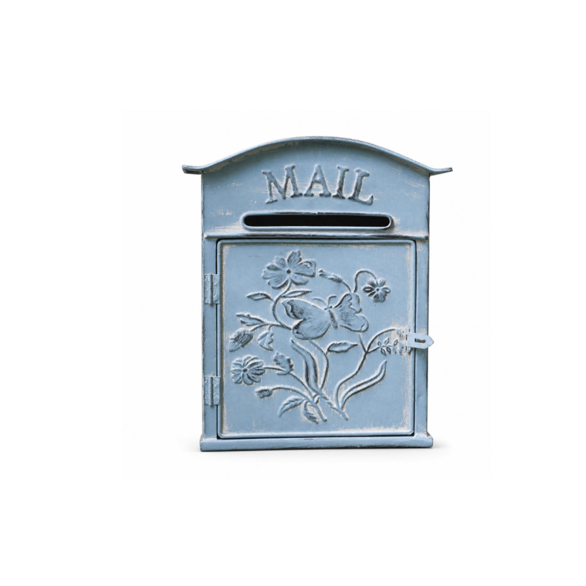 Vintage Wall Mailbox Weathered Finish Decorative Garden Mailbox Floral Relief